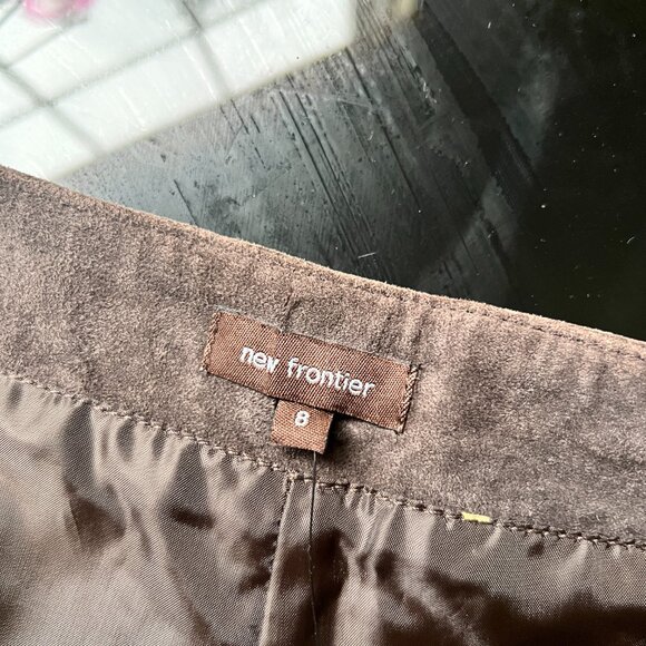New Frontier Chocolate Brown Leather A-Line Skirt Size 8 NWT - Picture 5 of 11